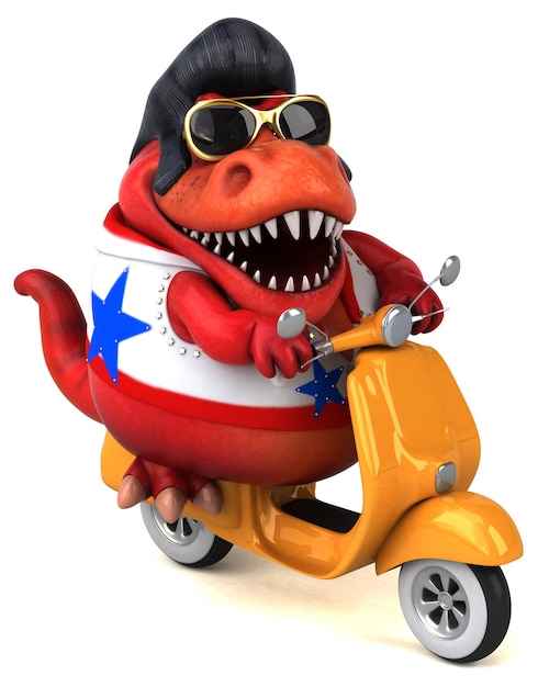 Fun 3D cartoon illustration of a Trex rocker