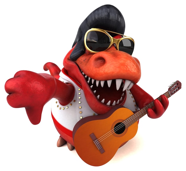 Fun 3D cartoon illustration of a Trex rocker