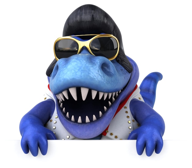 Fun 3D cartoon illustration of a Trex rocker