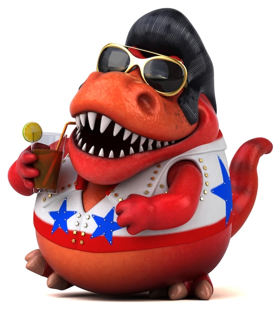 Fun 3D cartoon illustration of a Trex rocker