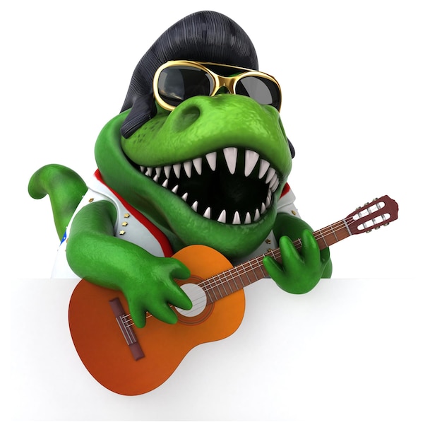 Fun 3D cartoon illustration of a Trex rocker