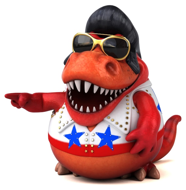 Fun 3D cartoon illustration of a Trex rocker