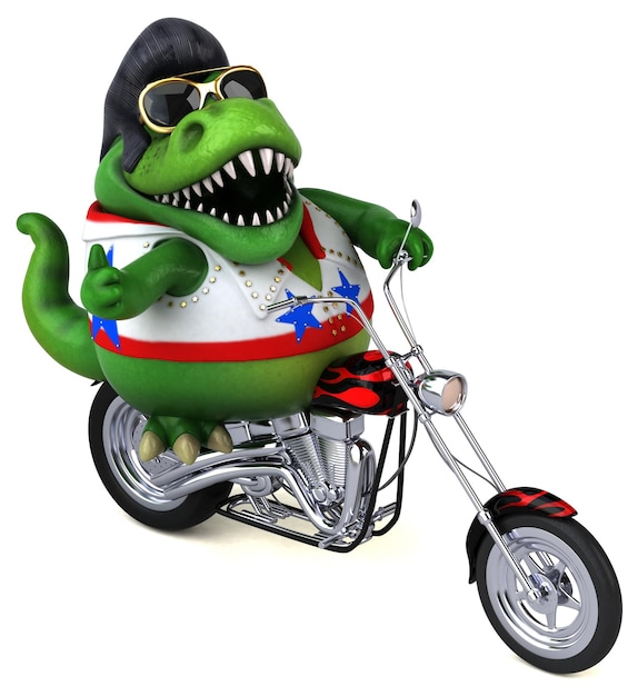 Fun 3D cartoon illustration of a Trex rocker