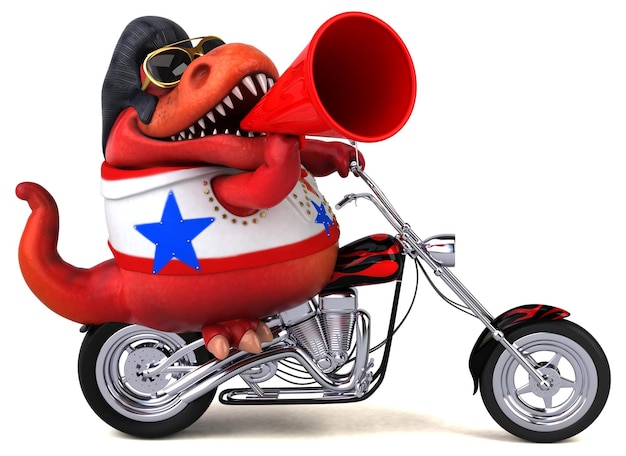 Fun 3D cartoon illustration of a Trex rocker