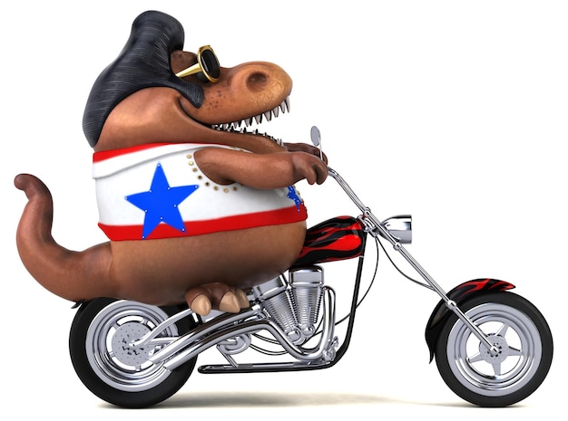 Fun 3D cartoon illustration of a Trex rocker