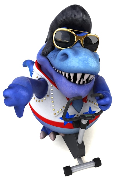 Fun 3D cartoon illustration of a Trex rocker