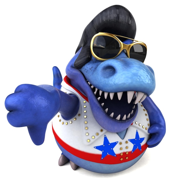 Fun 3D cartoon illustration of a Trex rocker