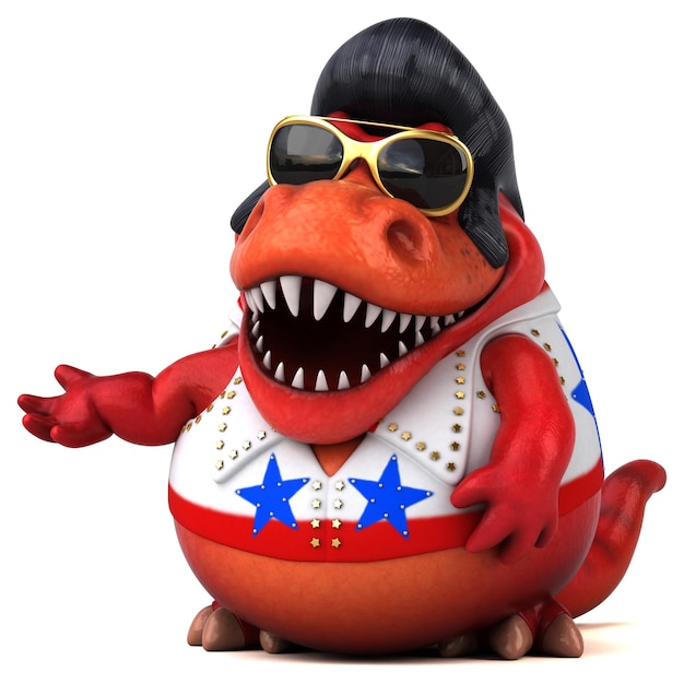 Fun 3D cartoon illustration of a Trex rocker