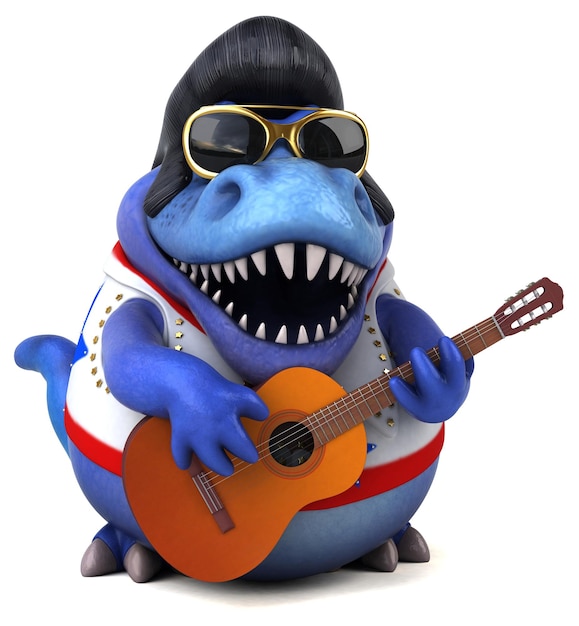 Fun 3D cartoon illustration of a Trex rocker