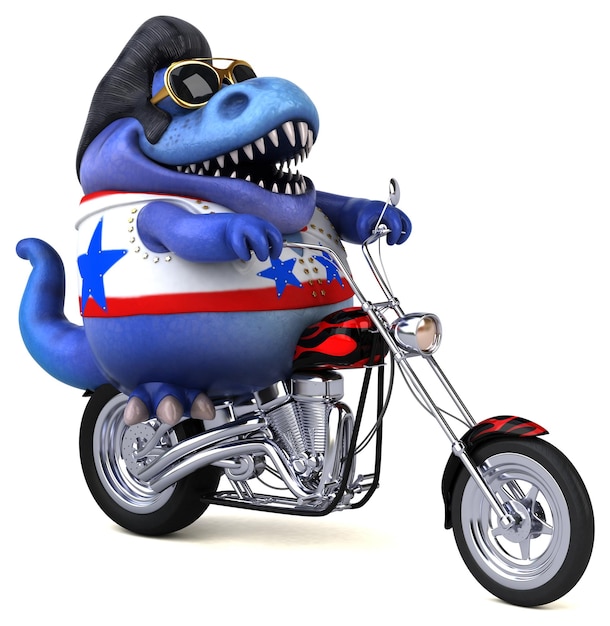 Fun 3D cartoon illustration of a Trex rocker