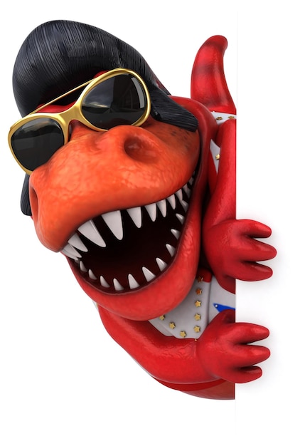 Fun 3D cartoon illustration of a Trex rocker