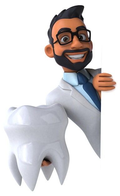 Fun 3D cartoon indian dentist