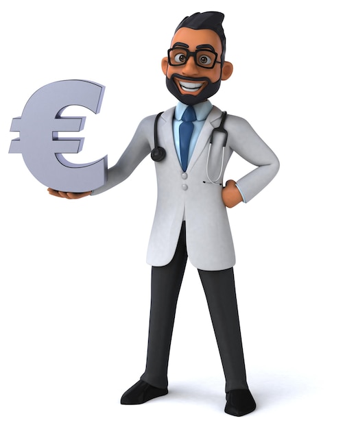 Fun 3D cartoon indian doctor