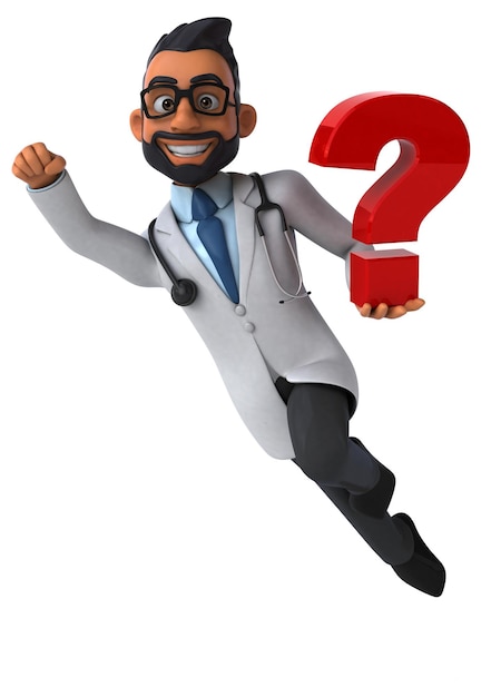 Fun 3D cartoon indian doctor