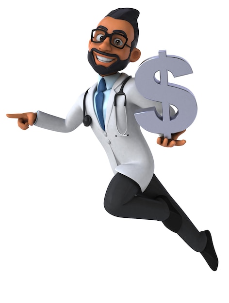 Fun 3D cartoon indian doctor