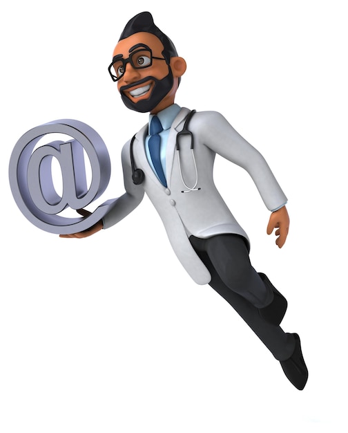 Fun 3D cartoon indian doctor