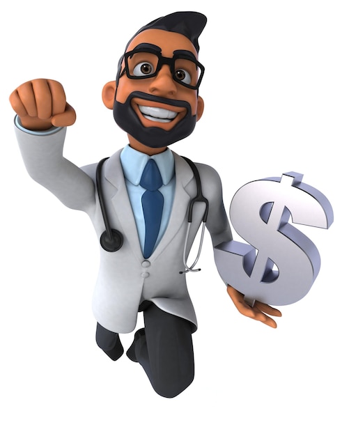 Fun 3D cartoon indian doctor