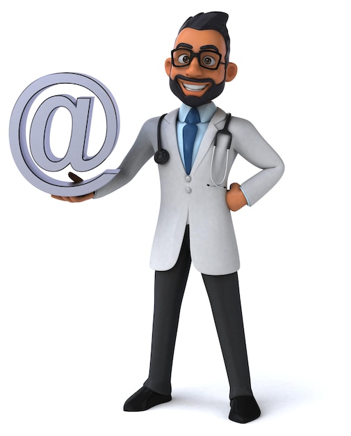 Fun 3D cartoon indian doctor