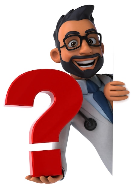 Fun 3D cartoon indian doctor