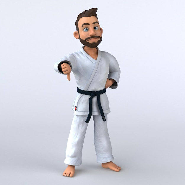 Photo fun 3d cartoon karateka illustration