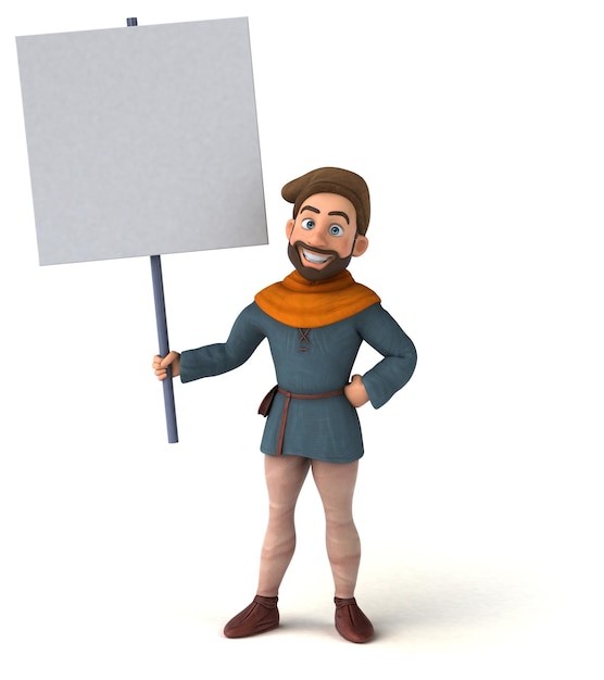 Fun 3D cartoon medieval man