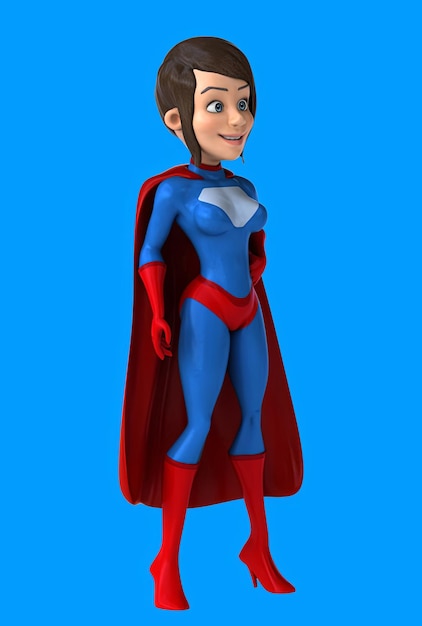 Fun 3D cartoon superwoman saying hi