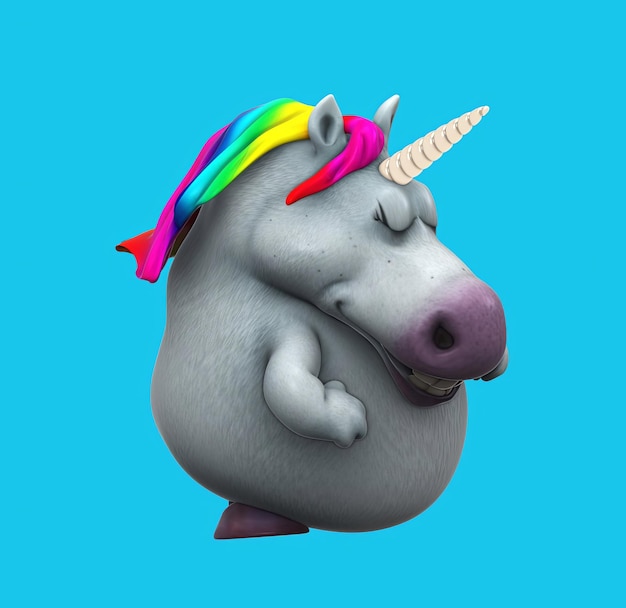 Fun 3D cartoon unicorn dancing