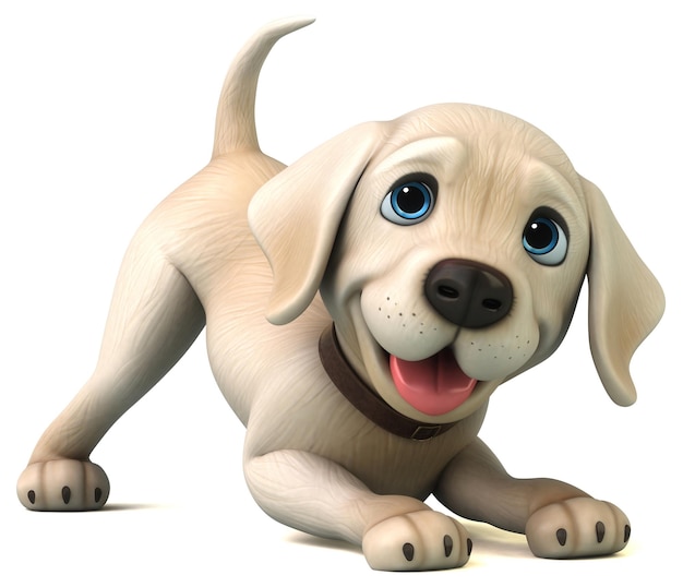 Fun 3D cartoon white Labrador retriever