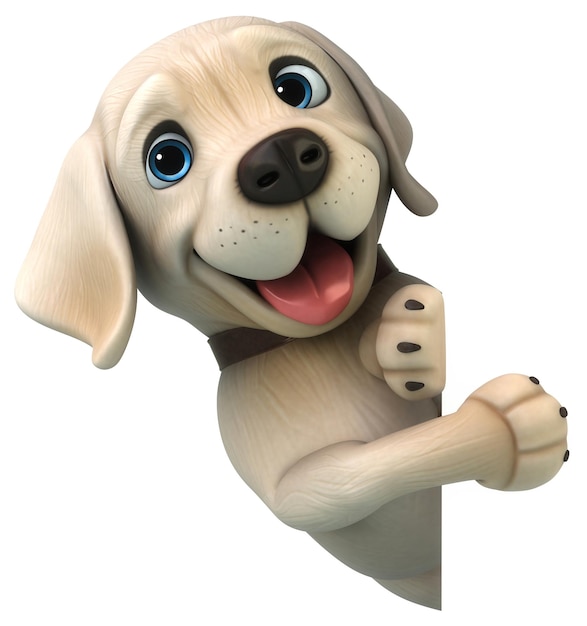 Fun 3D cartoon white Labrador retriever