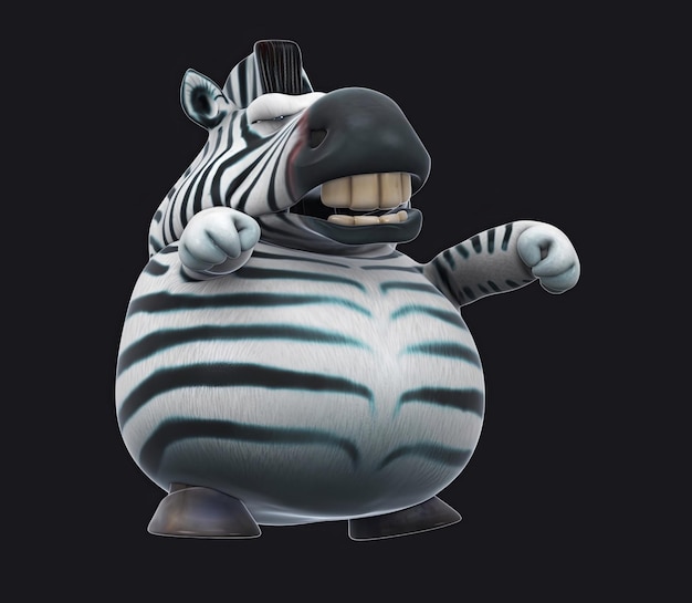 Fun 3D cartoon zebra dancing