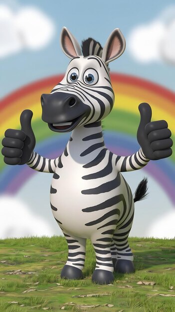 Photo fun 3d cartoon zebra with thumbs up and down