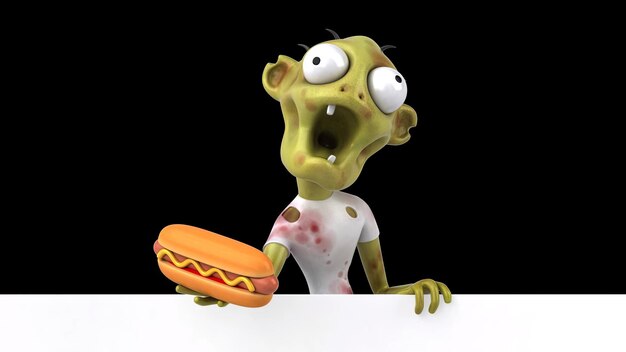 Fun 3D cartoon zombie illustration