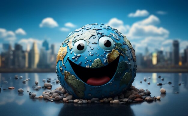 Fun 3D Earth Emoji illustration Generative Ai