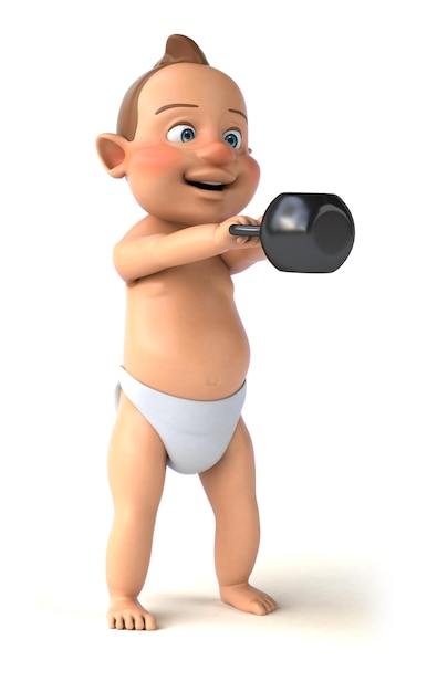 Fun 3D illustration of a cartoon baby