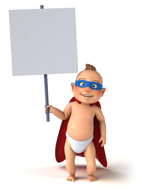 Fun 3D illustration of a cartoon baby