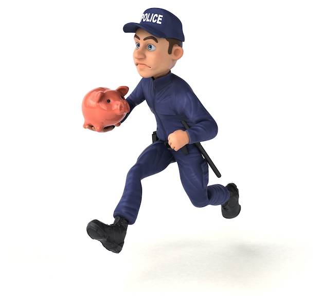 Fun 3D illustration of a cartoon Police Officer