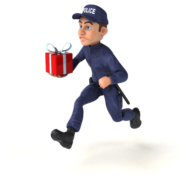 Fun 3D illustration of a cartoon Police Officer