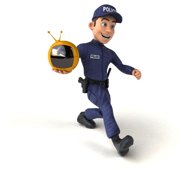 Fun 3D illustration of a cartoon Police Officer