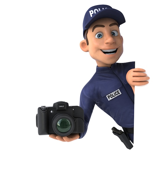 Fun 3D illustration of a cartoon Police Officer