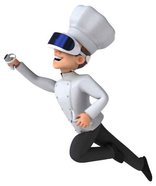 Fun 3D Illustration of a chef with a VR Helmet