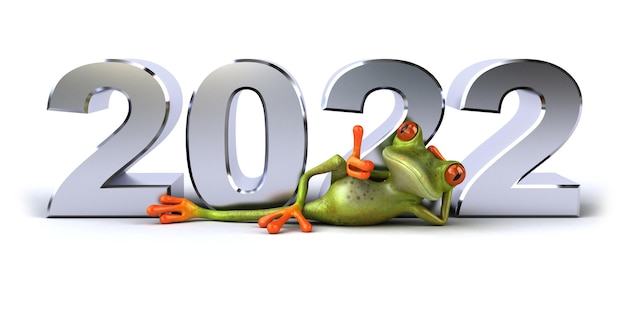 Fun 3D Illustration of a green frog in 2022