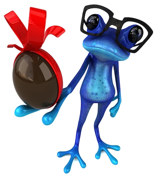 Fun blue frog 3D Illustration