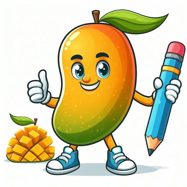 Photo fun cartoon character of a juicy mango