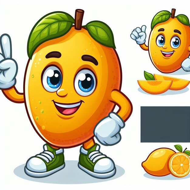 Photo fun cartoon character of a juicy mango