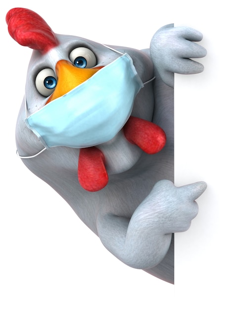 Fun cartoon chicken with a mask