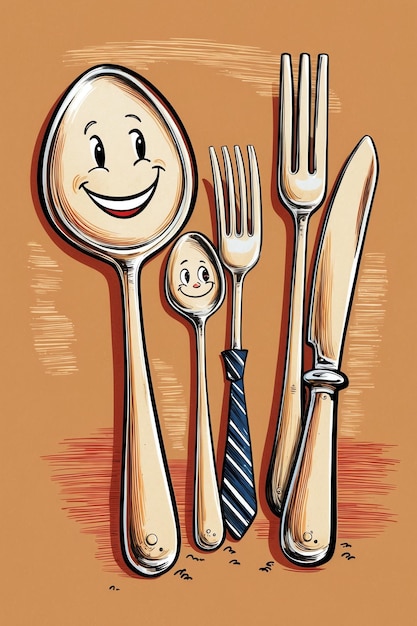 Photo fun cartoon cutlery collection