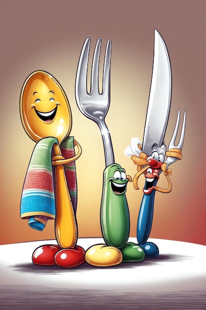 Photo fun cartoon cutlery collection