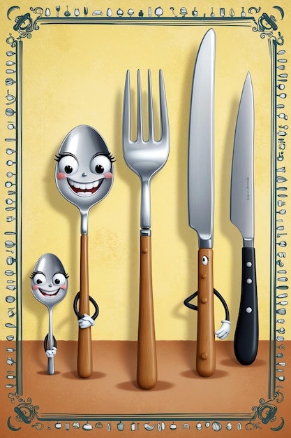 Photo fun cartoon cutlery collection