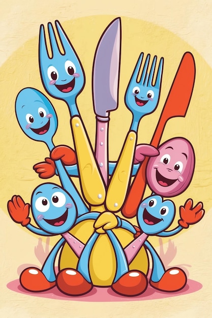 Photo fun cartoon cutlery collection