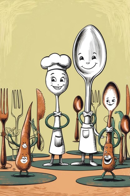 Photo fun cartoon cutlery collection